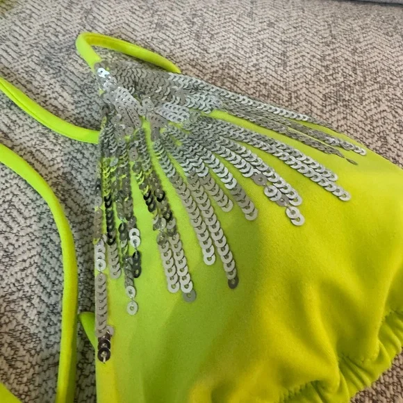 Victoria's Secret Neon Bikini with Silver Accents - Picture 3 of 5